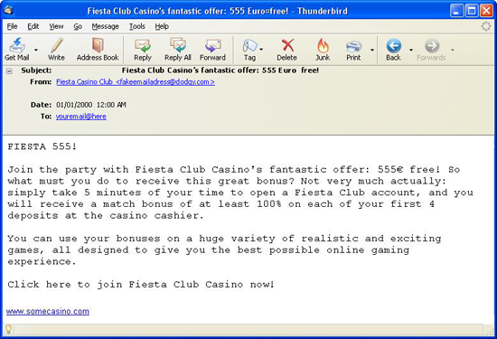 Example Spam Email: Fiesta Casino Club