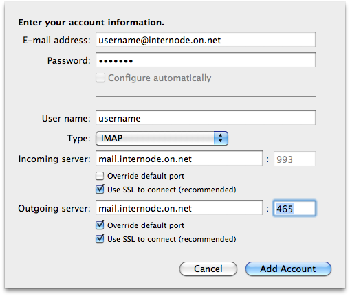 Enter your account information.