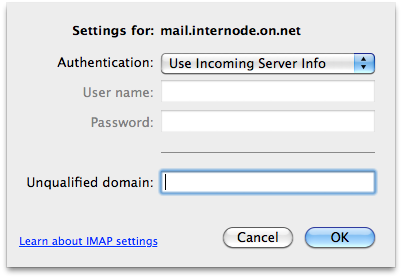 Settings for mail.internode.on.net