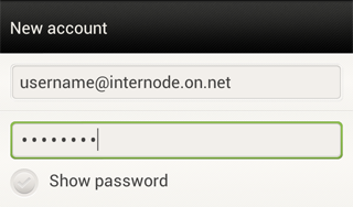 Screenshot: An example 'New account' screen