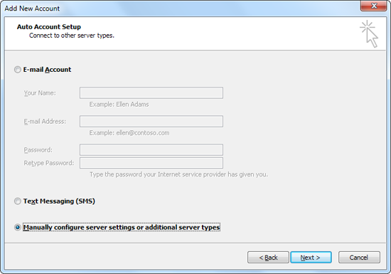 Add New Account: Auto Account Setup Add New Account: Auto Account Setup