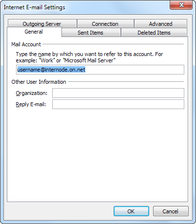 Internet E-Mail Settings: General Internet E-Mail Settings: General