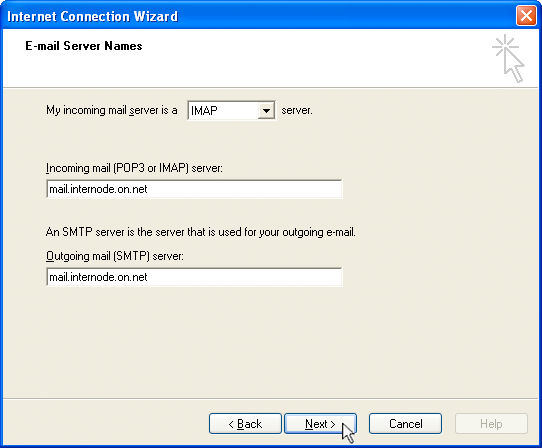 Internet Connection Wizard: E-mail Server Names Internet Connection Wizard: E-mail Server Names