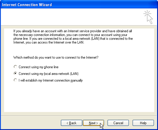 Internet Connection Wizard: Connect to the Internet Internet Connection Wizard: Connect to the Internet