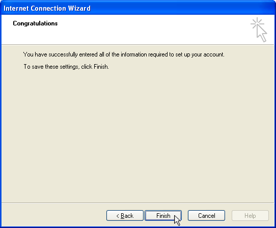 Internet Connection Wizard: Congratulations Internet Connection Wizard: Congratulations