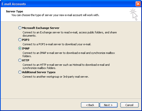 E-Mail Accounts: Server Type E-Mail Accounts: Server Type