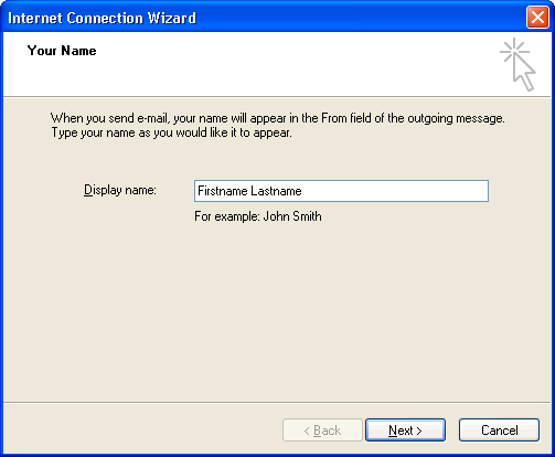 Screenshot: Entering your name in the 'Display Name' field