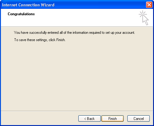 Screenshot: The end of the connection wizard