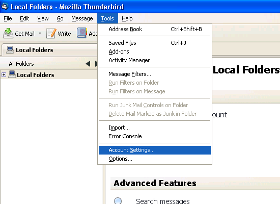 Screenshot: Accessing the Account Settings menu