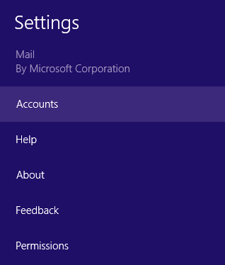 Screenshot: Locating 'Accounts' in the menu