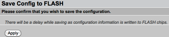 Screenshot: Save Config to FLASH