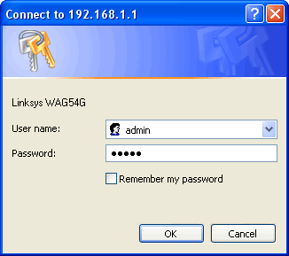 Enter the username admin and the password admin