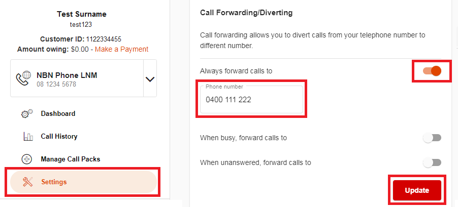 Setting Call Forwarding Options