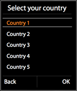 Selecting a country from the list