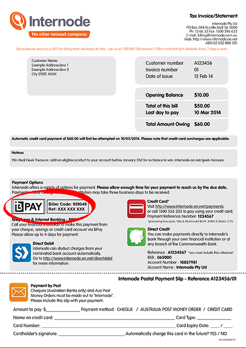 Internode Support Accounts and Billing Payment