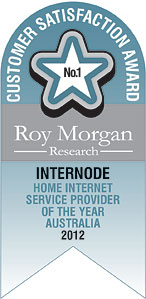 Customer Satisfaction Awards - Roy Morgan 2012 - Internode, Best Home ISP