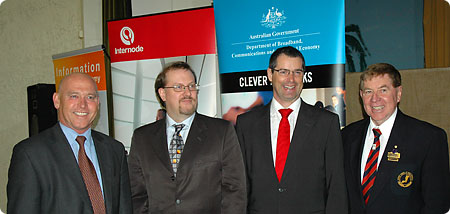 SA Govt IT Minister Paul Caica, Internode MD Simon Hackett, Senator Stephen Conroy, Yorke Peninsula Mayor Ray Agnew