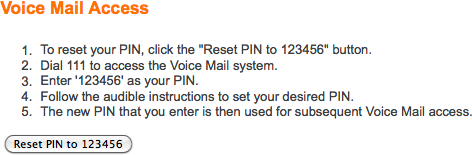 Screenshot: How to reset your PIN to 123456