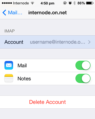Basic mail and notes settings in iOS
