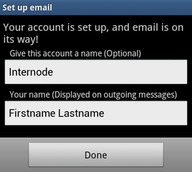 Screenshot: Setting an account name and your name