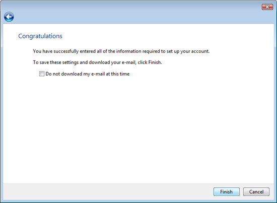 Screenshot: The end of the setup wizard - further configuration is required