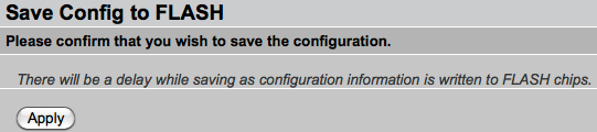 Screenshot: The Save Config to FLASH screen