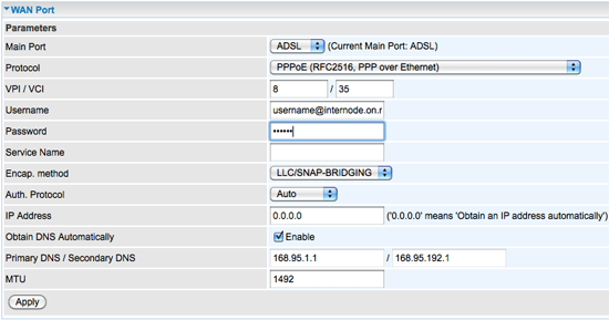 WAN Port Configuration