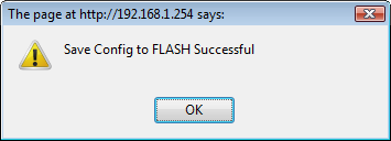 Screenshot: A pop-up window stating that your configuration has been saved