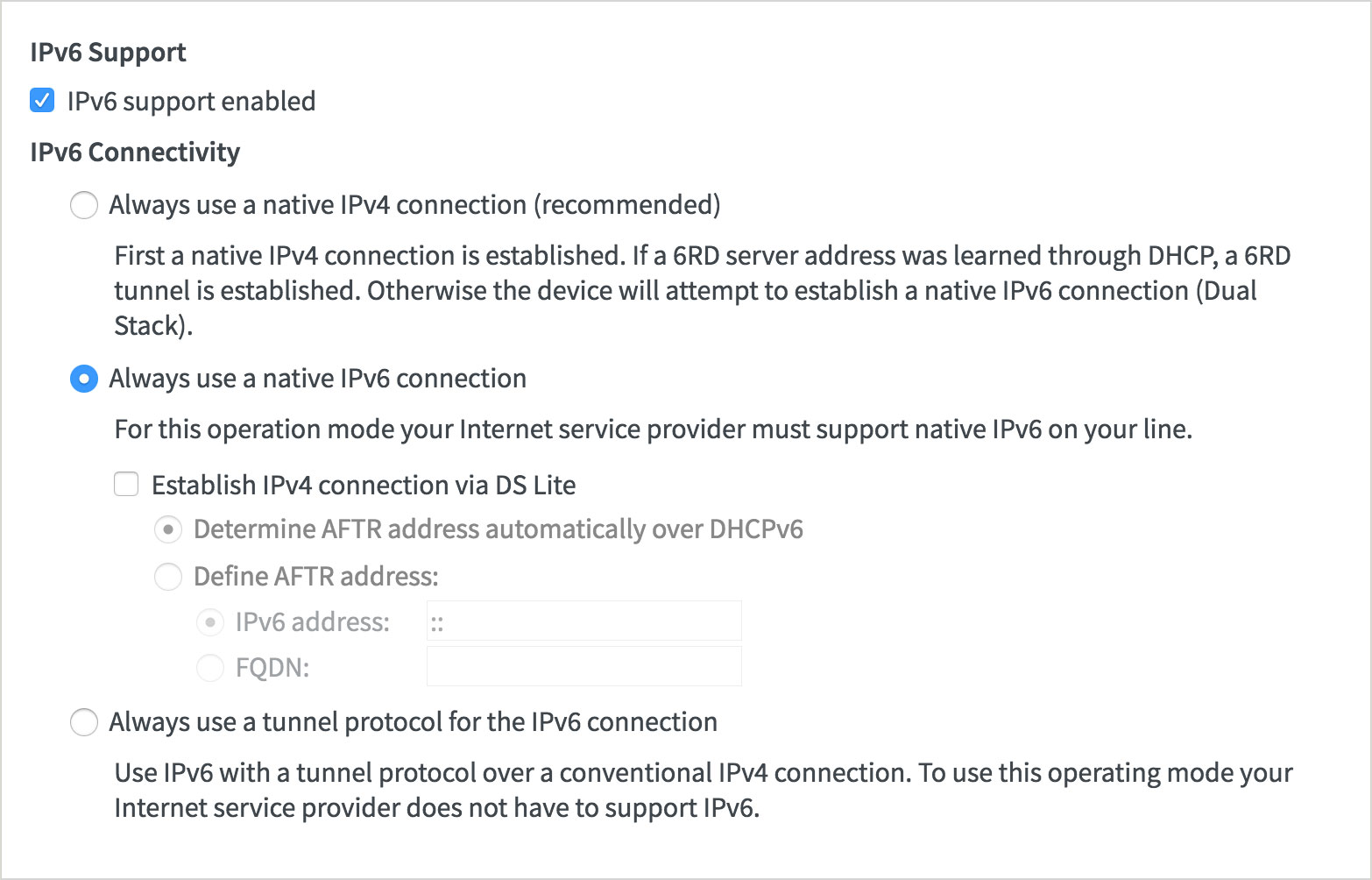 Enabling dual-stack IPv4 and IPv6