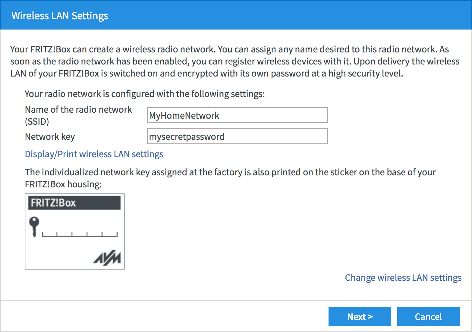 Screenshot: Confirming your WiFi settings