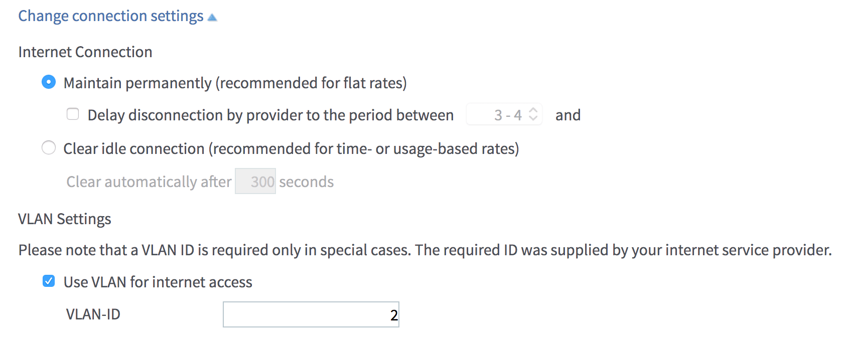 FritzBox VLAN settings