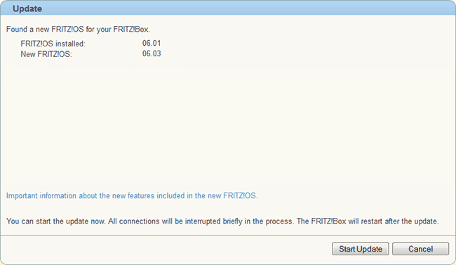 An updated version of FRITZ!OS has been found
