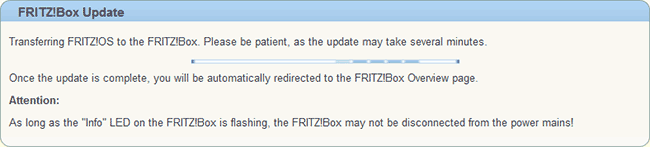 Transferring/installing FRITZ!OS