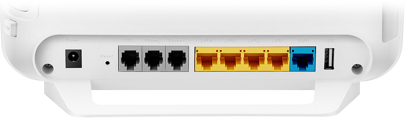 The ports on the back of the HG659 router.