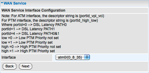 WAN Service Interface Configuration