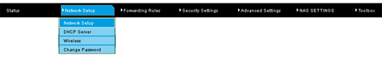 The NetComm NP805N Network Settings Menu