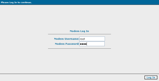 Router login page