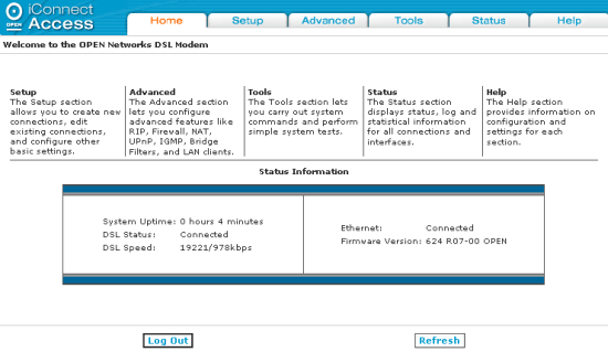 Home page of router