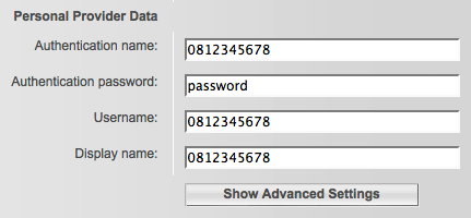 Entering your NodePhone login information