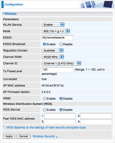 Advanced Wireless Settings