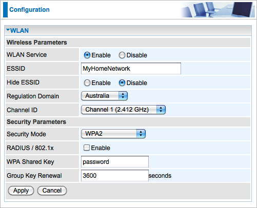 The Billion 7800N Wireless Configuration Page