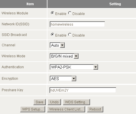 The NetComm NP805N Wireless Configuration Page