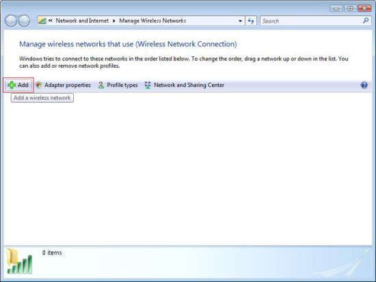 Windows Vista's wireless settings screen.