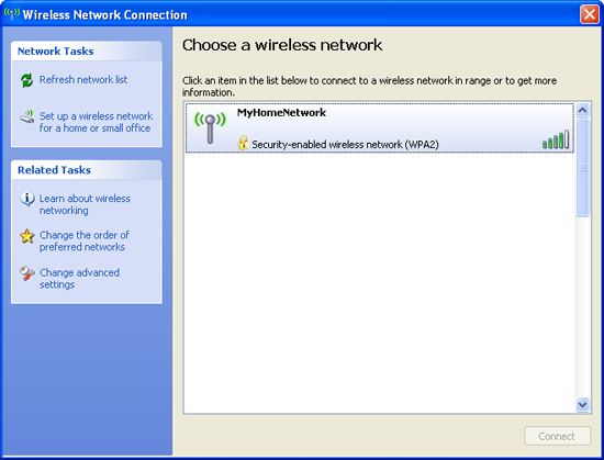 Windows XP: Wireless network found.