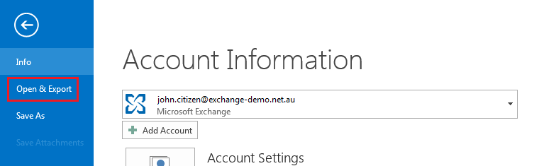 outlook import-export