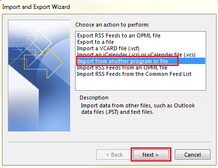 outlook import1