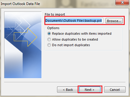 outlook import2